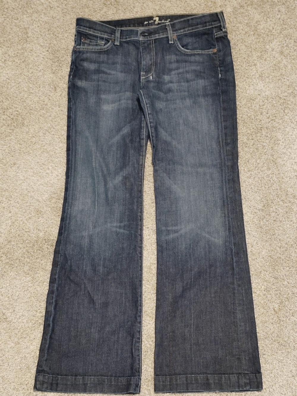 7 For All Mankind Dark Blue Flare Jeans - Wide Leg